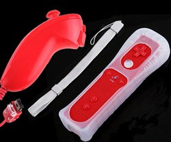 Nunchuck 

+ Wiimote Remote Controller + Skin for Wii Red