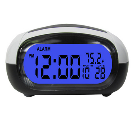 Talking Alarm Clock LCD Date Temp Travel 

Digital Backlight Tells Time Temp Black