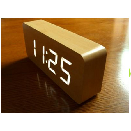 New White LED Maple 

Wooden Wood Digital Alarm Clock