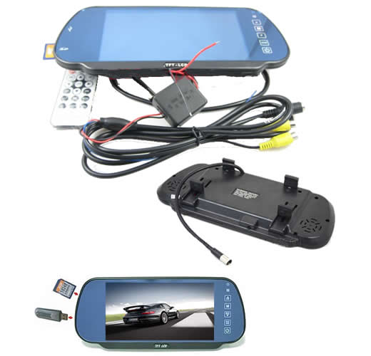 7 inch Touch screen LCD MP4 Rearview Mirror + USB,SD Port 