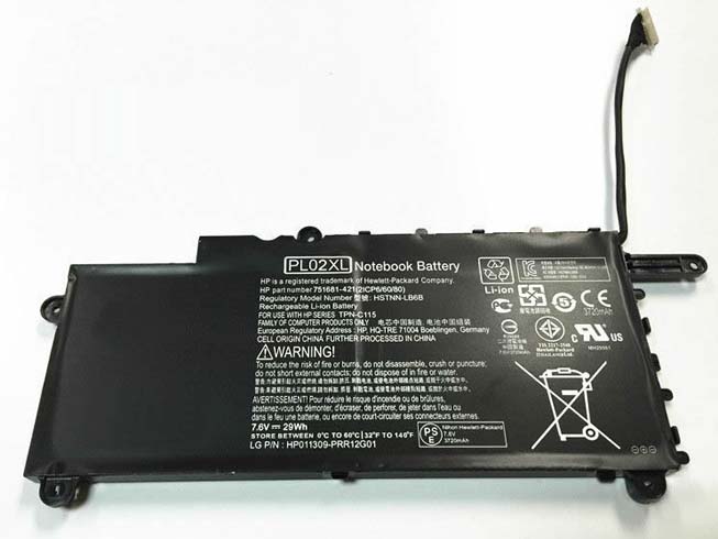 PL02XL 751875-001 Hstnn-lb6b Tpn-c115  battery